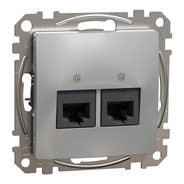 Double DATA Outlet CAT 6 UTP, Sedna Design & Elements, RJ45, Aluminium image 4