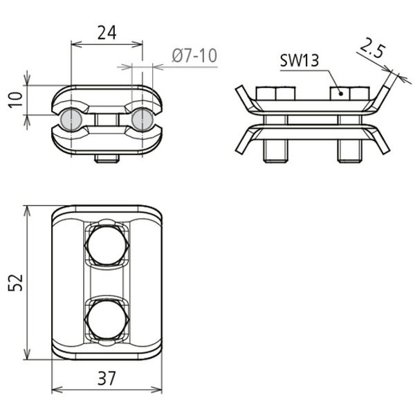 Parallel connector St/tZn for Rd 7-10mm image 2