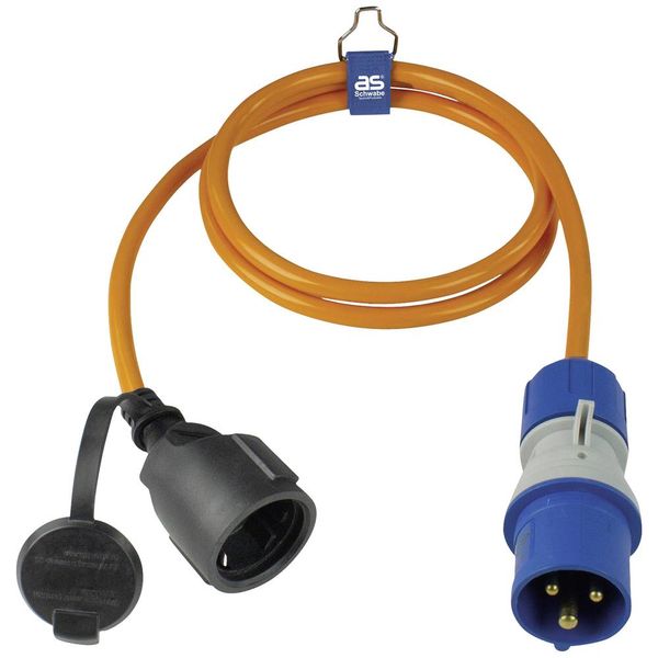 Adapter cable 1.5m, orange
1.5m PUR cable H07BQ-F 3G2.5, in orange signal color
1st page: CEE plug "powerlight" 230V/16A/3-pin, blue with phase display image 1