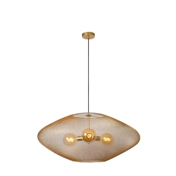 Lucide MESH - Hanging lamp - Ø 88 cm - 3xE27 - Matt Gold / Brass image 1