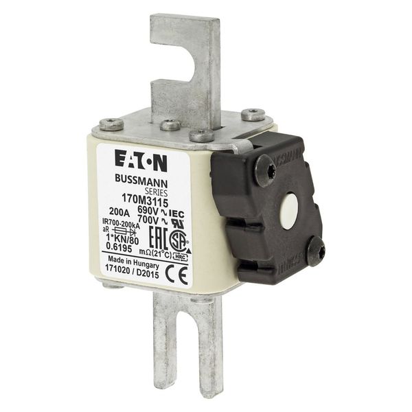 Fuse-link, high speed, 200 A, AC 690 V, compact DIN 1, 45 x 59 x 104 mm, aR, DIN, IEC, single indicator image 5