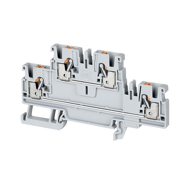 Terminal Block, Push-In, IEC, Double-Level, Feed-Through, 2.5mm, 4 Connection Points, Gray image 1