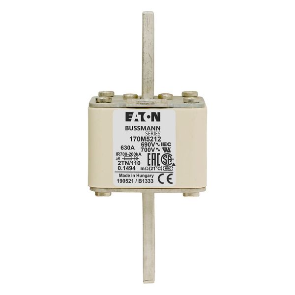 Fuse-link, high speed, 630 A, AC 690 V, DIN 2, 61 x 75 x 138 mm, aR, DIN, IEC, single indicator image 15