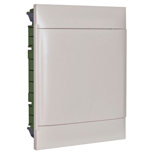 2X12M FLUSH CABINET WHITE DOOR EARTH + X NEUTRAL TERMINAL BLOCK FOR MASONRY WALL image 1