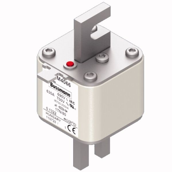 Fuse-link, high speed, 630 A, AC 690 V, DIN 1, 53 x 66 x 108 mm, aR, DIN, IEC, single indicator image 4