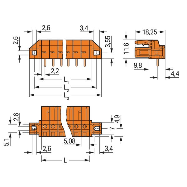 THT female header angled Pin spacing 5.08 mm orange image 2