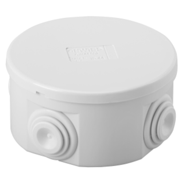 JUNCTION BOX WITH PLAIN PRESS-ON LID - IP44 - INTERNAL DIMENSIONS Ø 80X40 - WALLS WITH CABLE GLANDS - GREY RAL 7035 image 1