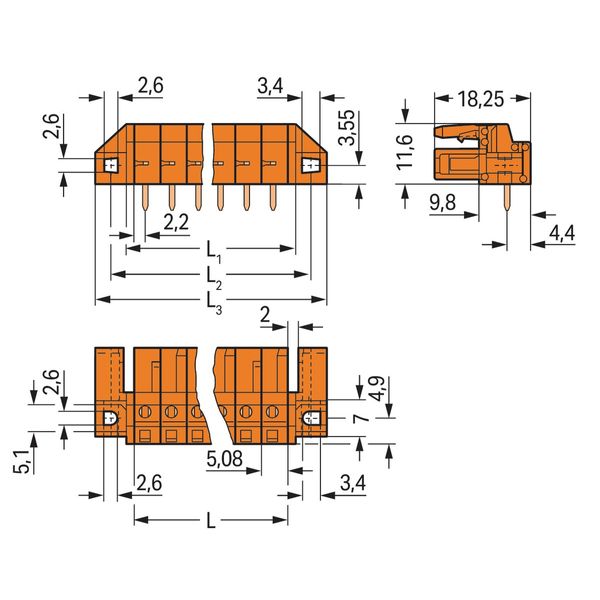 THT female header angled Pin spacing 5.08 mm orange image 2