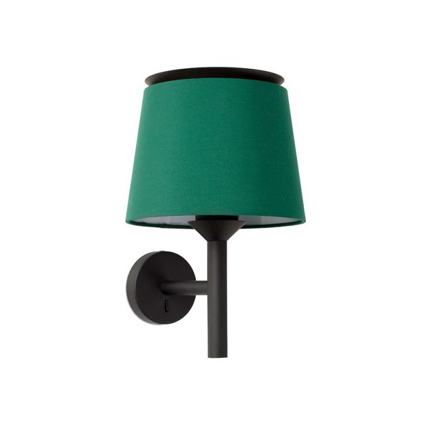 SAVOY BLACK WALL LAMP GREEN LAMPSHADE image 1