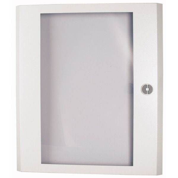 Sheet steel door transparent with rotary door handle HxW=1000x600mm, white image 1