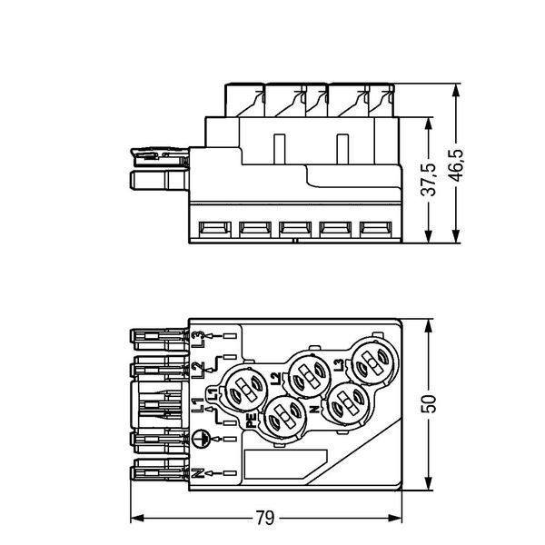 Tap-off module for flat cable 5 x 2.5 mm² + 2 x 1.5 mm² gray image 3