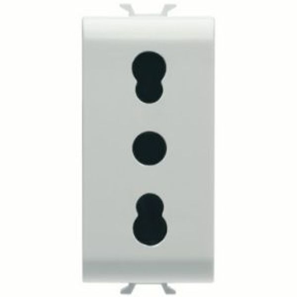 ITALIAN STANDARD SOCKET-OUTLET 250V ac - 2P+E 16A DUAL AMPERAGE - P11-P17 - 1 MODULE - SATIN WHITE - CHORUSMART image 1