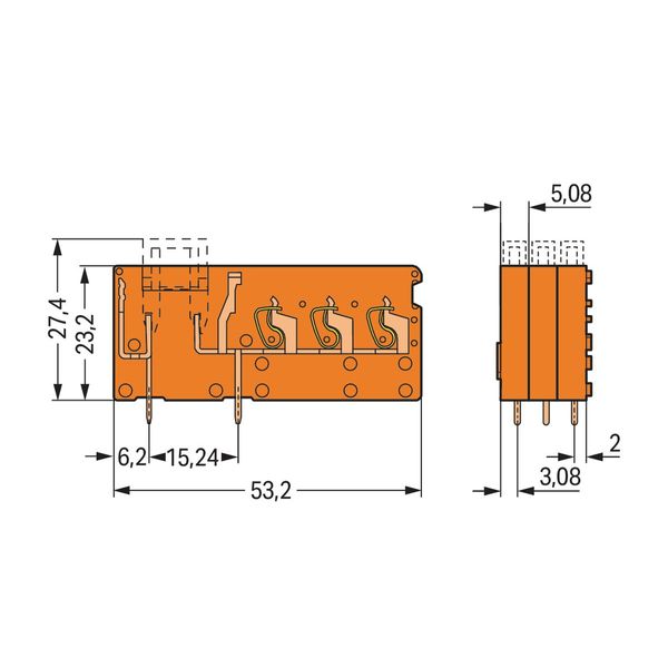 Stackable 3-conductor PCB terminal block with fuse mounting 2.5 mm² or image 3