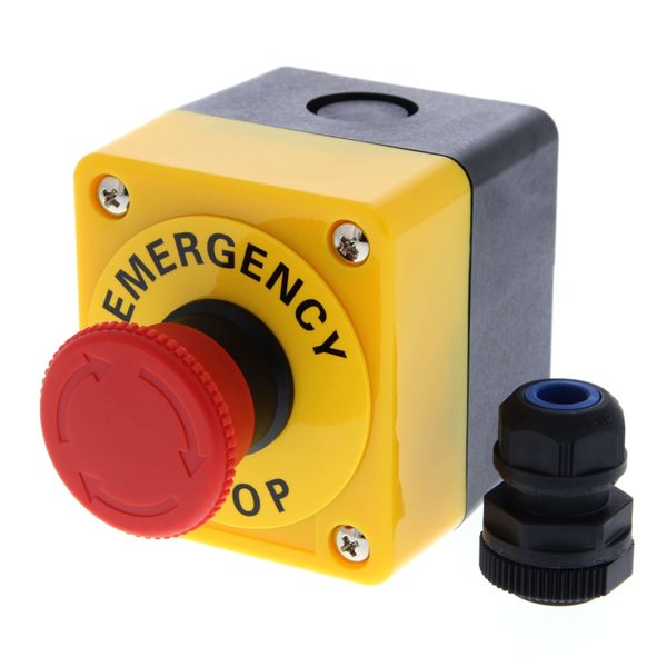 Emergency stop switch, 24 VAC / VDC , 40 mm dia., push-lock / turn-res image 2