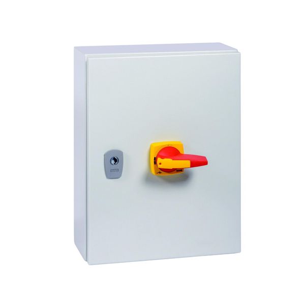 Switch-disconnector, DMM, 160 A, 4 pole, Emergency switching off function, With red rotary handle and yellow locking ring, in steel enclosure image 16