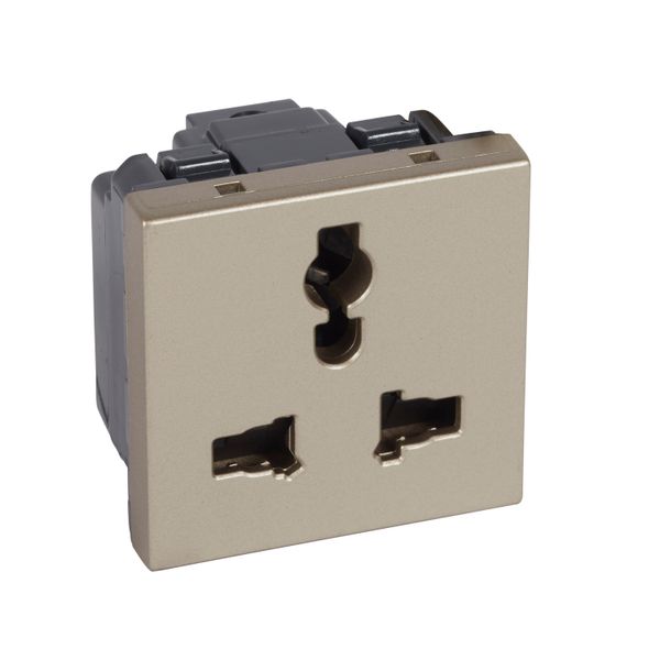 Multistandard 2P+E unswitched socket outlet Arteor 2 modules - champagne image 1