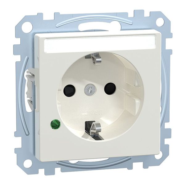 SCHUKO socket with surge protection and labeling field, touch protection, plug-in terminals, polar white glossy, System M image 1