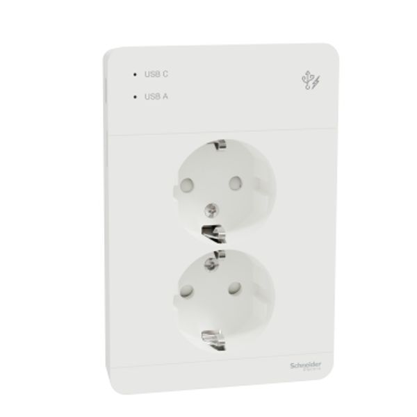 Exxact - double socket-outlet, USB type A + C, 16A 15W - white image 4