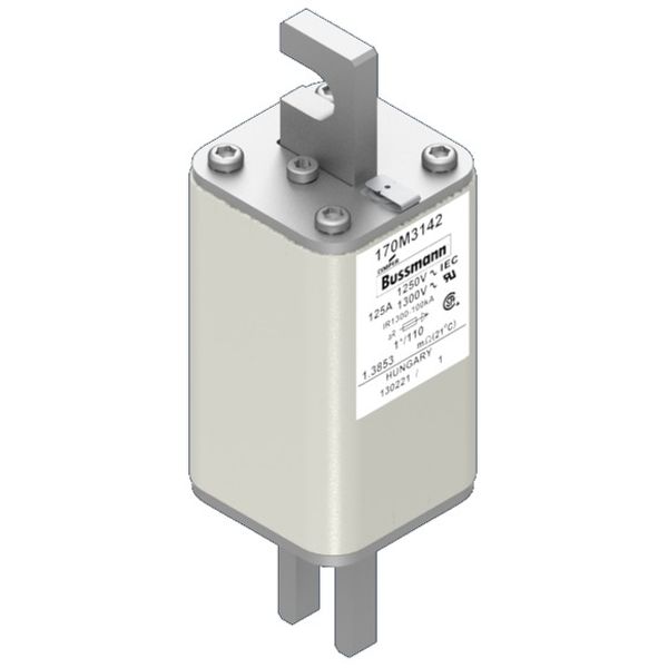 Fuse-link, high speed, 125 A, AC 1250 V, compact size 1, 45 x 45 x 138 mm, aR, DIN, IEC, single indicator image 2