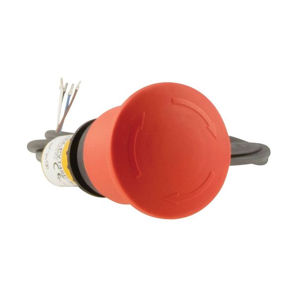 Emergency stop/emergency switching off pushbutton, Palm-tree shape, 45 mm, Turn-to-release function, 2 NC, Cable (black) with non-terminated end, 4 po image 16