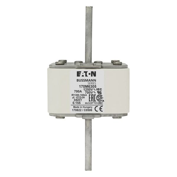 Fuse-link, high speed, 700 A, AC 1250 V, size 3, 76 x 76 x 155 mm, aR, IEC, single indicator image 15