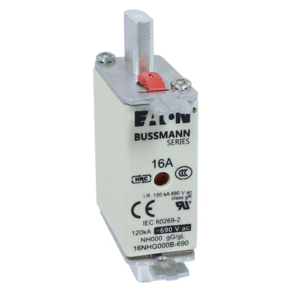 Fuse-link, LV, 16 A, AC 690 V, NH000, gL/gG, IEC, dual indicator, live gripping lugs image 13