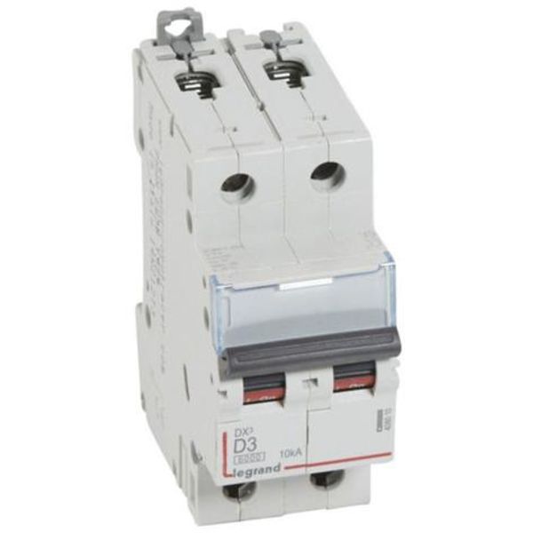 DX³6000 10kA high inlet and low outlet screw circuit breaker 2P 230V~ to 400V~ - 3A - D curve - 2 modules image 1