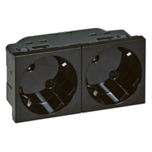 MOSAICMULTI SUPPORT 2X2P+E SCHUKO PREWIRED 4 MODULES INCLINED 45 BLACK SOCKET image 1