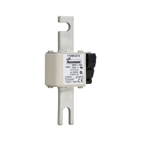 Fuse-link, high speed, 450 A, AC 690 V, compact DIN 1, 45 x 58 x 134 mm, aR, DIN, IEC, type K indicator, 110 mm centres image 12