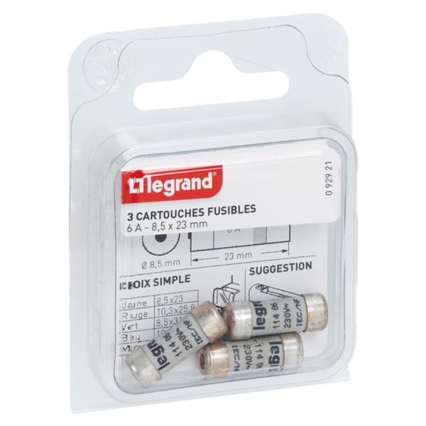 Fuse cartridges for fuse holders - with indicator - 8.5x23mm - 6A image 1