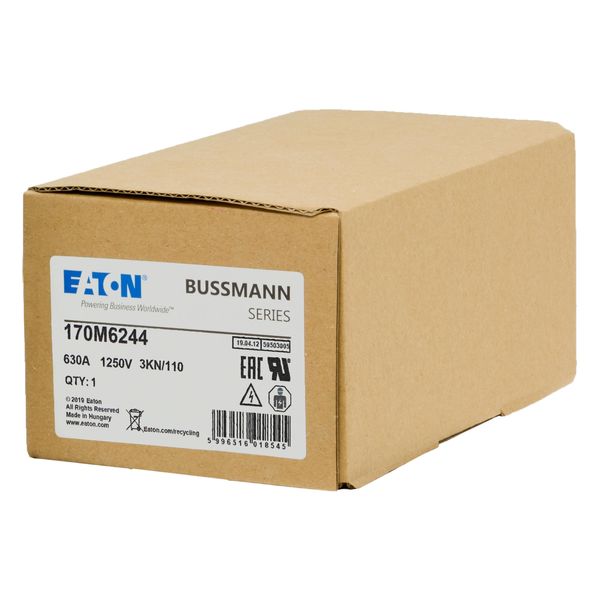 Fuse-link, high speed, 630 A, AC 1250 V, size 3, 76 x 92 x 139 mm, aR, DIN, IEC, single indicator image 14