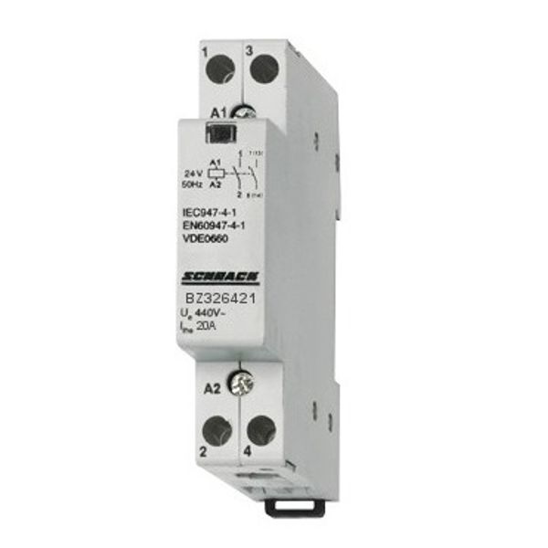 Modular contactor 20A, 1 NO + 1 NC, 24VAC, 1MW image 1