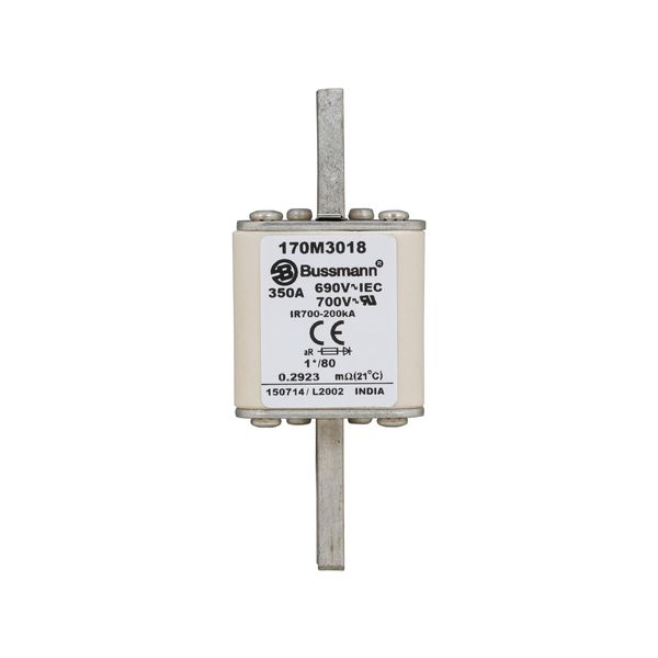 Fuse-link, high speed, 350 A, AC 690 V, compact DIN 1, 45 x 45 x 104 mm, aR, DIN, IEC, single indicator image 12