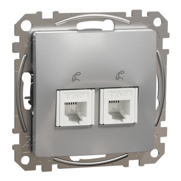 Double Telephone socket, Sedna Design & Elements, RJ11, Aluminium image 3