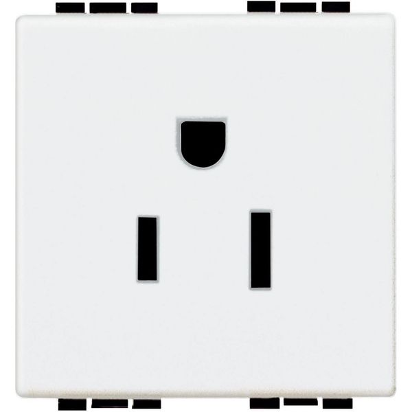 Socket 2P+T 15A 127/250 Vac - american standard - shielded tulip contacts - white image 1