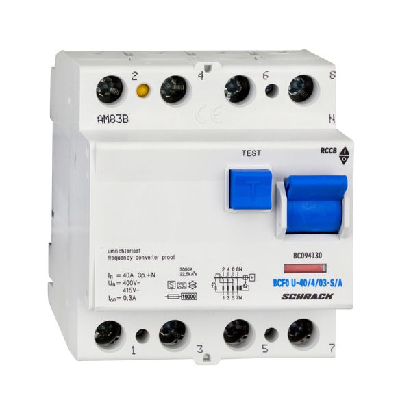 Residual current circuit breaker 40A,4-p,300mA,type A,S,FU image 1