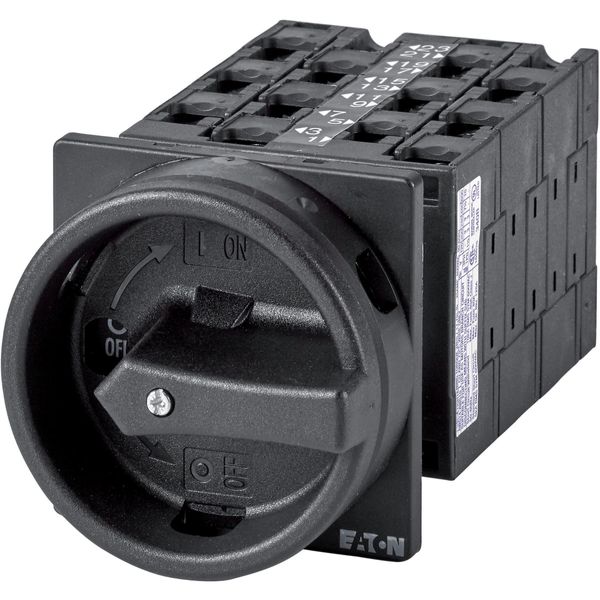 Main switch, T3, 32 A, flush mounting, 6 contact unit(s), 9-pole, 2 N/O, 1 N/C, STOP function, With black rotary handle and locking ring image 2