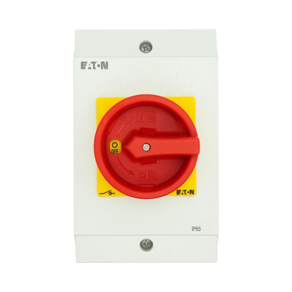 Main switch, P1, 25 A, surface mounting, 3 pole, 1 N/O, 1 N/C, Emergency switching off function, Lockable in the 0 (Off) position, hard knockout versi image 45