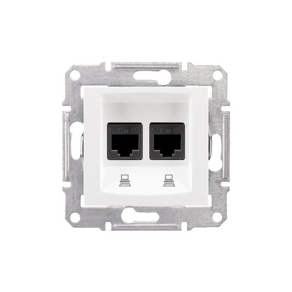 Sedna - double data outlet - RJ45 cat.5e UTP without frame white image 1