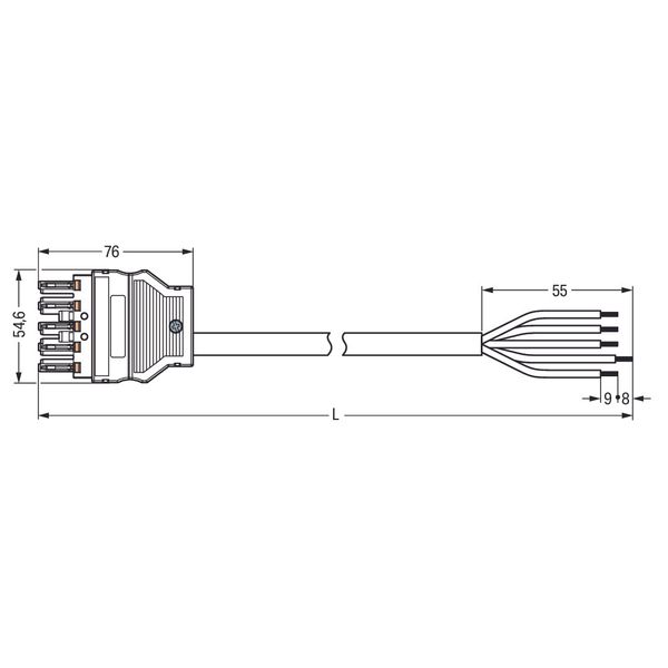 pre-assembled connecting cable;Eca;Socket/open-ended;dark gray image 2