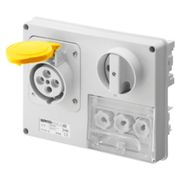 FIXED INTERLOCKED HORIZONTAL SOCKET-OUTLET - WITHOUT BOTTOM - WITH FUSE-HOLDER BASE - 3P+N+E 32A 100-130V - 50/60HZ 4H - IP44 image 1