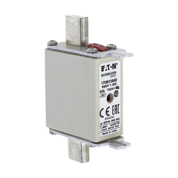 Fuse-link, high speed, 80 A, AC 690 V, DIN 000, aR, DIN, IEC, dual indicator, live gripping lugs image 9