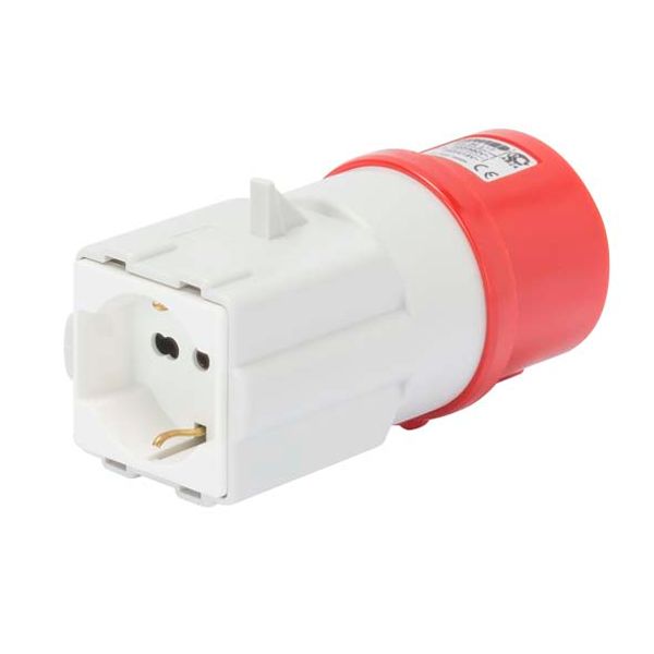 SYSTEM ADAPTOR - FROM INDUSTRIAL TO DOMESTIC IP44 - SOCKET-OUTLET 3P+N+E 16A 400V ac 50/60HZ - 1 PLUG 2P+E 16A DUAL AMP (P30/P17) image 2