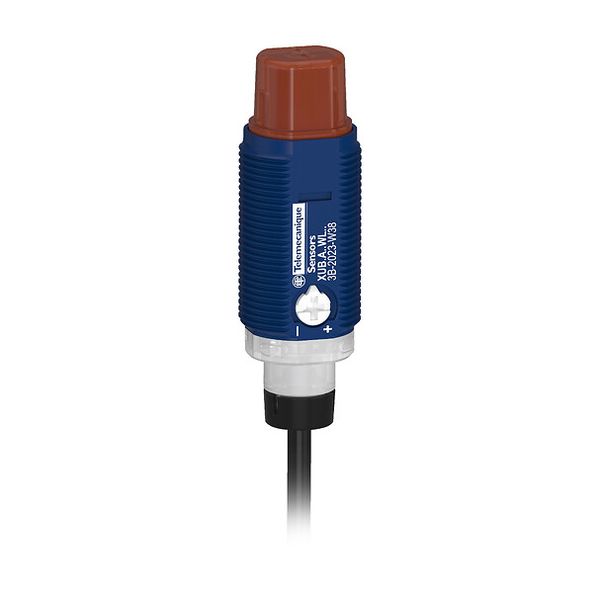 Photoelectric sensors XU, photo electric sensor, cylindrical, plastic, angled, polarised, Smax 5.5 m, NPN, Cable 2 m image 1