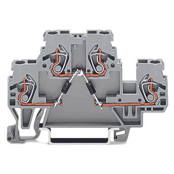 Component terminal block double-deck with diode and resistor gray image 1