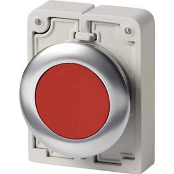 Pushbutton, RMQ-Titan, flat, momentary, red, blank, Front ring stainless steel image 2