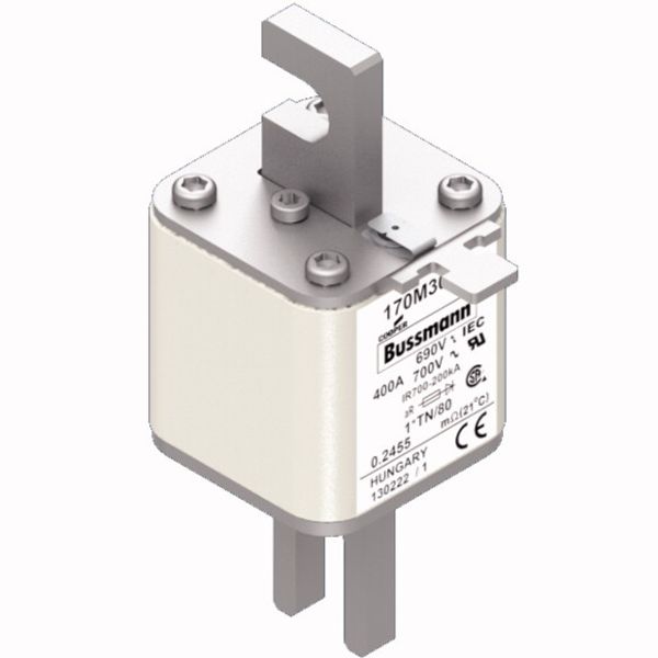 Fuse-link, high speed, 400 A, AC 690 V, compact DIN 1, 45 x 58 x 104 mm, aR, DIN, IEC, single indicator image 2