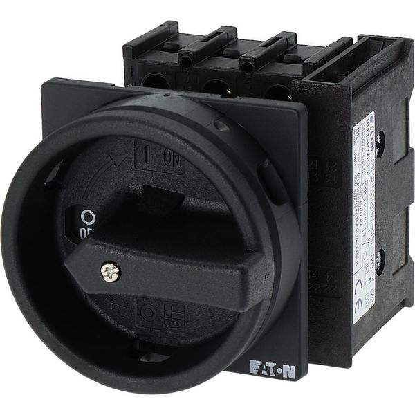 Main switch, P1, 32 A, flush mounting, 3 pole, 1 N/O, 1 N/C, STOP function, With black rotary handle and locking ring, Lockable in the 0 (Off) positio image 19