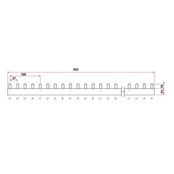 TYTAN-Busbar Pin Version 30mmý / MW=27mm, 4-pole, 1m image 8