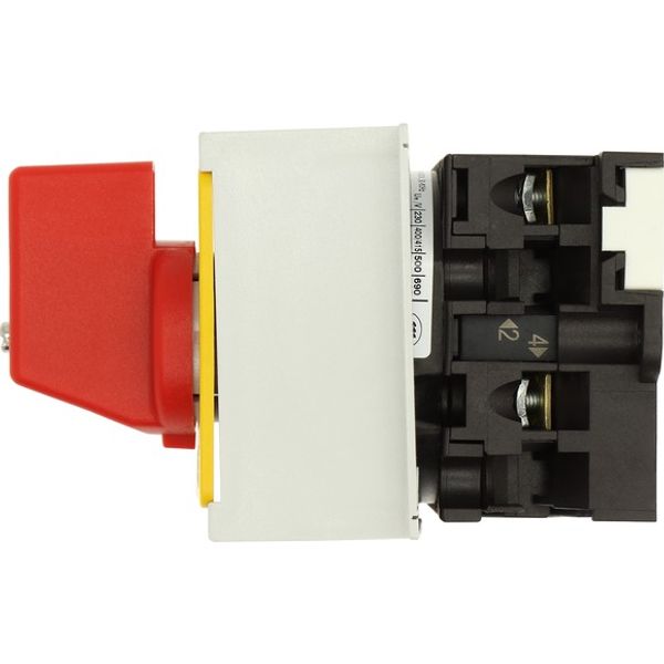 On-Off switch, T0, 20 A, service distribution board mounting, 1 contact unit(s), 2 pole, Emergency switching off function, with red thumb grip and yel image 8